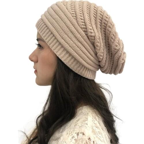 New Womens Knitted Hats Winter Warm Wool knitting Bonnet Turbante Cap Thick Female Skullies Beanies Hot Sale