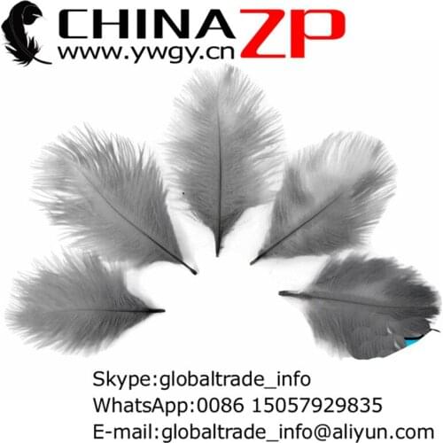 CHINAZP Factory 15-20cm(6-8inch) 500pcs/lot New Arrival Dyed Grey Ostrich Confetti Feathers