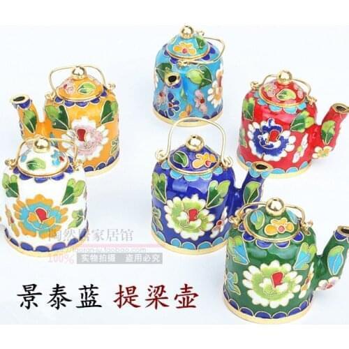 Beijing authentic Cloisonne small teapot small teapot ornament special handicraft copper tire pinch wire enamel pot overseas gif