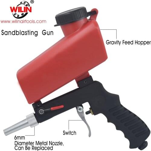 Wilin Gravity Feed Sandblasting Gun Air Sandblaster Gun Air Sand Blasting Sand spray gun for rust remove Sandblaster air tools