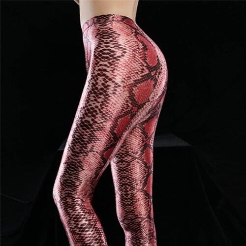 Sexy Women Leopard Snake Print Oil Gloosy Pencil Pant Shiny Full Sexy Leggings Smooth YUGA Pants Candy Color Plus Size F35