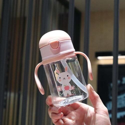 300ML Sippy Cup With Straw Baby Feeding Cup Kids Learn Drinking Water Milk Bottle With Handle Training Cup BPA Free