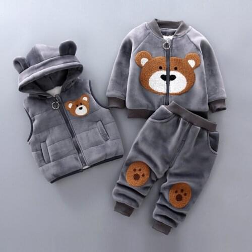 Hot Winter Baby Clothes Boy Girl Children Clothing Suits Coat Pants 3 pcs Cotton Suits Child Clothes Sets Autumn Track suits