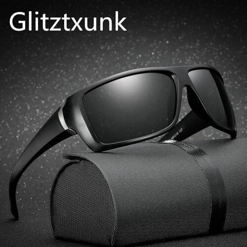 Glitztxunk Fashion Polarized Sunglasses Men Square Luxury Brand Designer Vintage Driving Sun Glasses Male Goggles Shadow UV400
