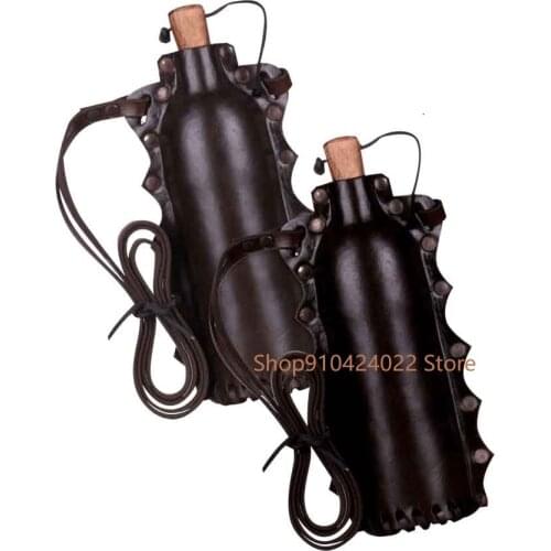 Medieval Vintage Water Bottle Holder Wine Flask Carry Case With Shoulder Strap Steampunk Leather Drink Kettle Bag For Men Women