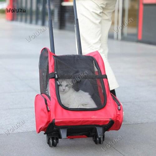 Wheeled trolley box dog backpack cat backpack out portable pet bag shoulder bag with travel cat cage CD50 Q03