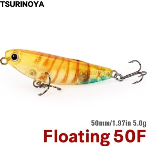 TSURINOYA Floating Pencil 50F 50mm 5g Fishing Lure DW62 Top Water Quality Hard Lure Bait Trout Mninnow Crankbait Wobbler