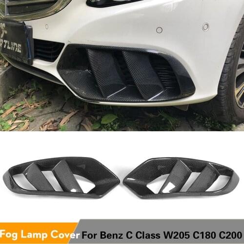 Carbon Fiber / FRP Front Bumper Air Vent Trim Mesh Grill Frame for Mercedes-Benz W205 Base Sedan C180 C200 2015 - 2018 C Class