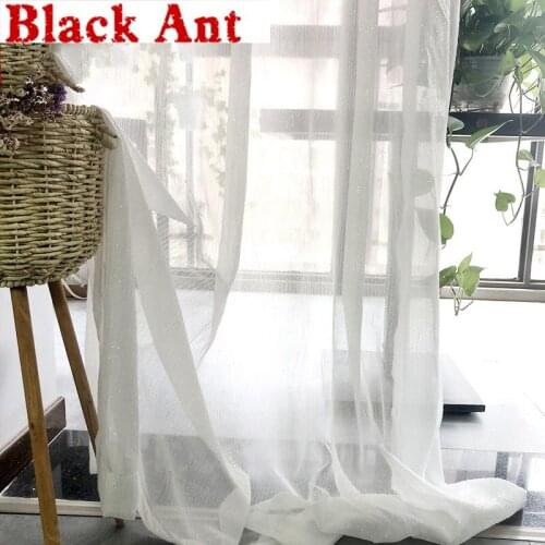 Stripe Sliver Curtain White Panel for Living Room Solid Color Window Bay Curtain Drape Kitchen Customized Cortinas T&396#30