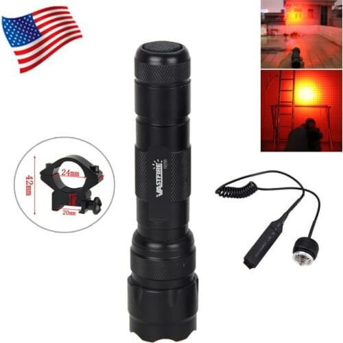 VASTFIRE XM-L T6 Q5 LED White/Red/Green Tactical Hunting Flashlight Scout Light Weapon Light+Remote Switch+Rifle Scope Gun Mount