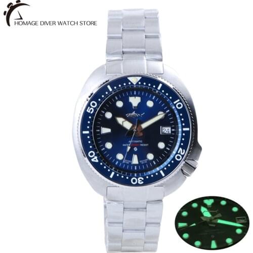 HEIMDALLR Vintage Mens Dive Watch 20ATM Water Resistant 44mm C3 Luminous Dial Sapphire Crystal NH35A Automatic Movement