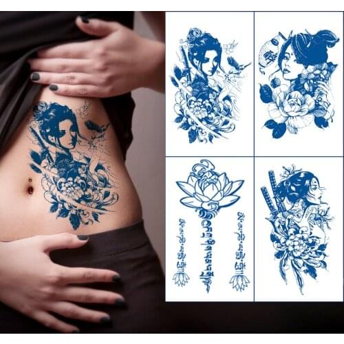 Waterproof Temporary Juice ink Tattoo Sticker Fish Rose Flower Love Heart Pattern Fruit Gel Lasting 15 Days Art for Men Women