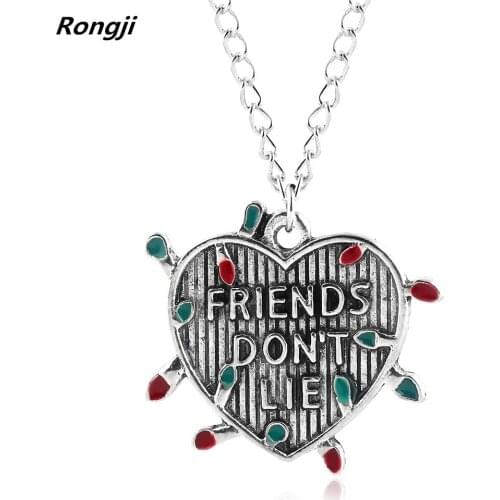 Rongji jewelry Stranger Things "Friends Don't Lie" Choker Pendant Necklace enamel Charms fashion jewelry