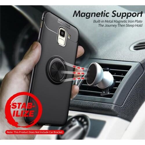 Finger Ring Protective Case For Samsung Galaxy J4 J6 J8 2018 Case Soft Silicone Shockproof Cover For Samsung J 4 6 8 Case Skin