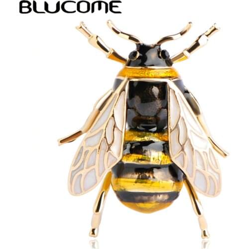 Blucome Cute Insect Fly Bee Brooch Kids Girls Clothes Accessories Gold Color Black Yellow Enamel Brooches Birthday Gifts Jewelry