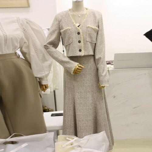 Small fragrance suit women spring 2021 new Korean version loose fashion net red small suit jacket half skirt two-piece suit s41