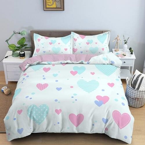 Winter Bedding Set Rainbow/Love Pattern Duvet Cover With Pillowcase Quilt Cover Queen King Bed Linens Home Textile