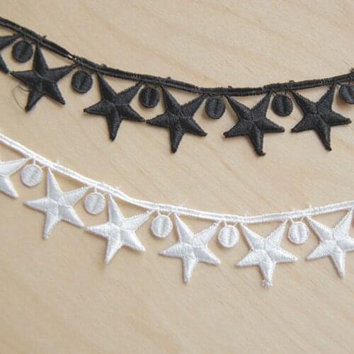 15yards/lot Embroidery Polyester Water Soluble Lace Trims Star Pattern Diy Necklace Collar Tassel Lace Ribbon