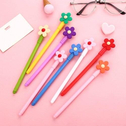 20PCs Creative Flower Gel Pen Cartoon Student Writing Implement Office Stationery Signature Pen Kawaii School Supplies Wholesale