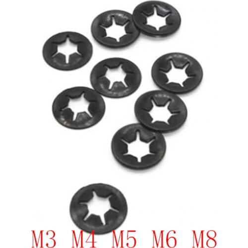 50PCS M3 M4 M5 M6 M8 Tooth Starlock Push On Locking Washers Speed Clips Fasteners Assortment Kit Quick Speed Locking Washers