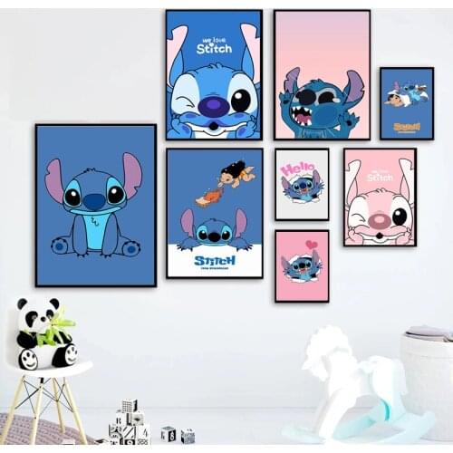 Disney Cartoon Anime Canvas Painting Lilo Stitch Posters and Prints Wall Art Pictures Home Decor Living Room Decoration Gift