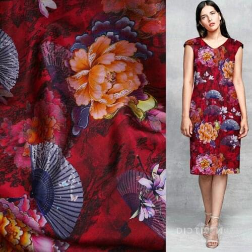 Drape stretch silk satin fabric digital printing dress pajamas fabric meter soft chinese silk fabric wholesale silk cloth