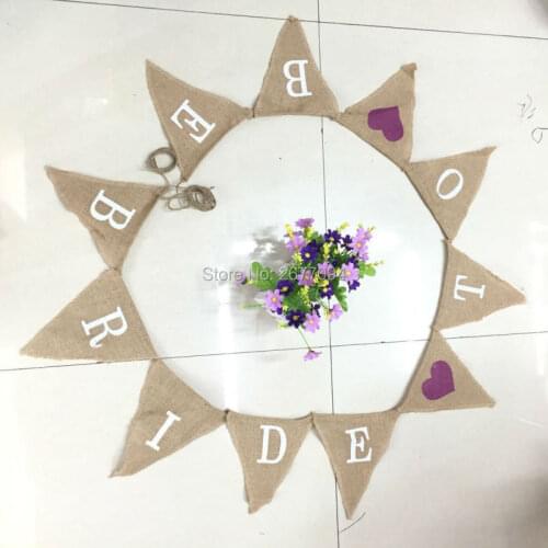 11pcs/Set 3m Jute Hessian Burlap Wedding Banner To Be Bride Flag Banner Bunting Bridal Shower Party Event Wedding Decoration