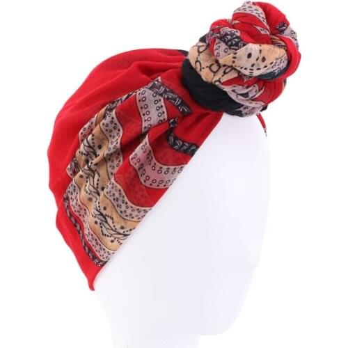 European Coloring Hair Cap For Sleeping American Popular Ethnic Headband Ladies Head Scarf Cotton Styling Turban Knotted Hat