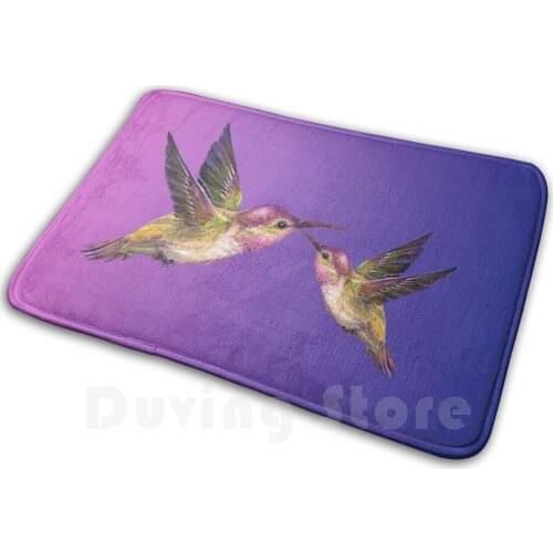 Purple Hummingbird Duo Mat Rug Carpet Anti-Slip Floor Mats Bedroom Hummingbird Bird Wildlife Nature Fly Garden Hummingbird Art