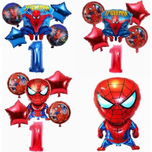 6 pcs/set Spider Hero man Foil Helium Balloons 32 Inch Number Boy Party Inflatable Birthday Party Decoration Kids Toy Air Globos