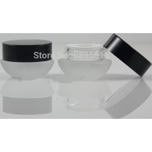 5g glass cream jar with shiny black aluminum cover,5ml cosmetic/cream/eye cream/mini/sample cream container F673