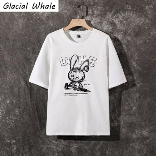 GlacialWhale Mens T-shirt Men New Graffiti Tops Graphic T-shirts Japanese Streetwear Harajuku Oversized White T Shirt For Mens