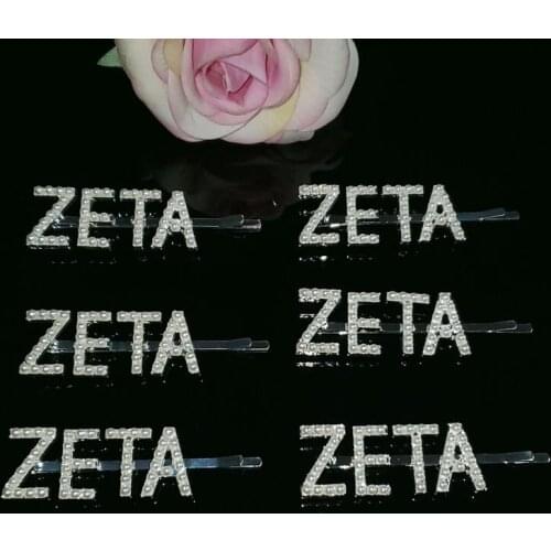 Greek Theme Hair Jewelry Pearls "ZETA" Word Hairclips Greek Letters hair bobby pins Unique Hairgrips Accessories WHOLESALE