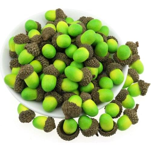 Gresorth 50pcs Artificial Acorn Green Color Fake Acorns DIY Craft Home Party Festival Christmas Fruit Decoration