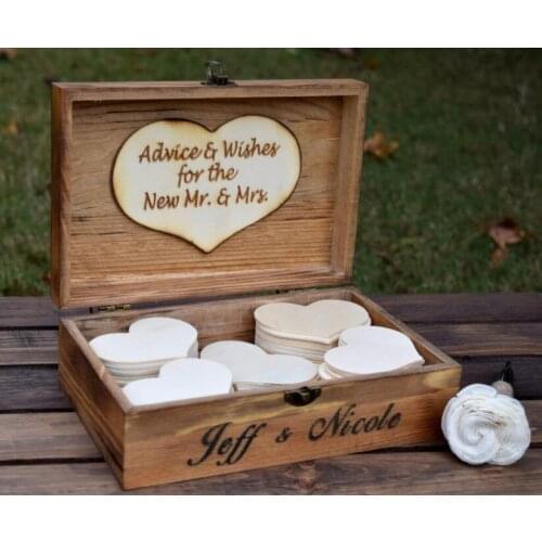 Personalized Wood Wedding Guest book Wood Rustic Vintage baby shower Guest Book Alternative Drop in Wish Box W