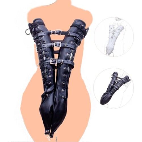 PU Leather Double Arm Binder Gloves Adult Restraint,Arm Harness Armbinder Sleeve,Arms Behind Back Accessories Games Sex Toysvfdx
