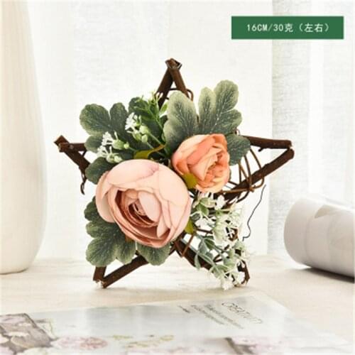 Artificial Flower Five-pointed Star Garland Vine Circle Christmas Tree Pendant Festival Window Decorations