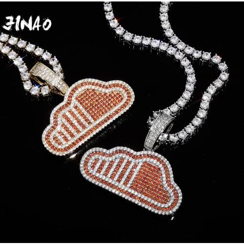 JINAO 2021 The Hollow Clouds Pendant High Quality Prong Setting AAA+CZ Stones Necklace With 4mm Tennis Chain Jewelry For Gif
