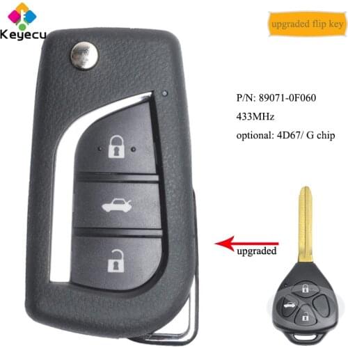 KEYECU Upgraded Flip Remote Car Key With 3 Buttons 433MHz G/ 4D67 Chip - FOB for Toyota Avensis Europe, for Yaris UK 89071-0F060