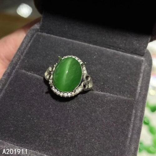 KJJEAXCMY Fine Jewelry 925 Sterling Silver Inlaid Natural Cats Eye Jasper Gemstone Female Ring Fashion Support Test Popular