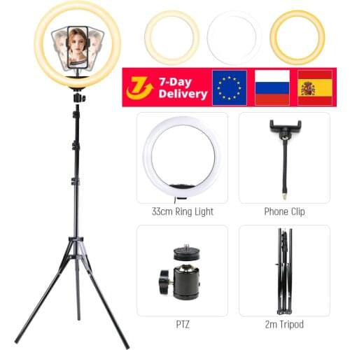 26cm 33cm LED Selfie Ring Light With Tripod Photography Ring Lamp USB Dimmable Makeup Photo Studio Ringlight for Youtube Video
