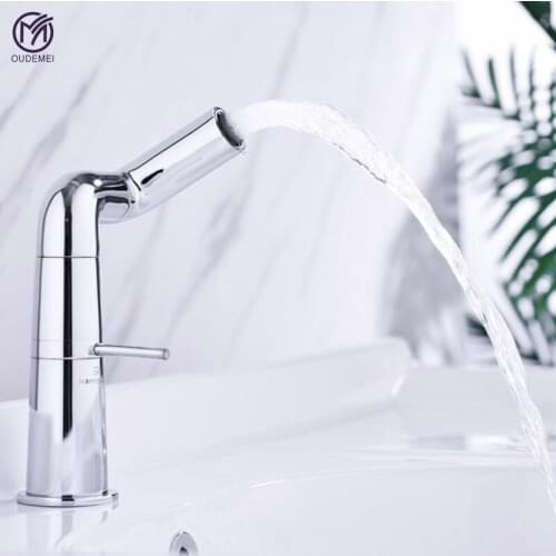Brass Chrome Deck Mounted Single Handle 360 degree rotation Hot and Cold Sink Tap Grey Bathroom Faucet Vanity Faucet