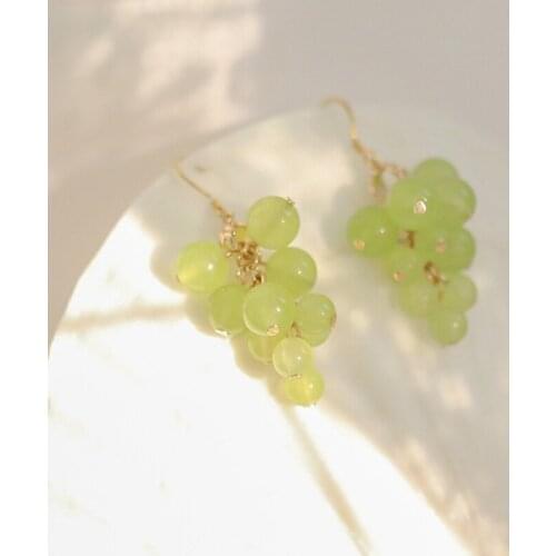 Summer Creative Green Grape Pendant Earrings Exquisite Crystal Zircon Fruit Earrings Accessories Fashion Womens Party Jewelry