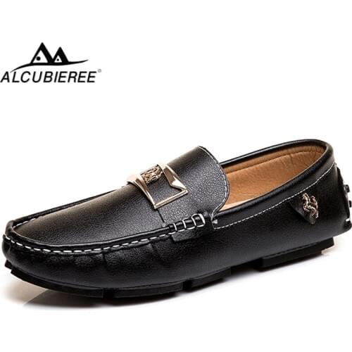 ALCUBIEREE Brand Mens Fashion Mental Horse Loafers Summer Man Casual Driving Shoes Slip-on Flat Moccasins Boat Shoes Big Size 48
