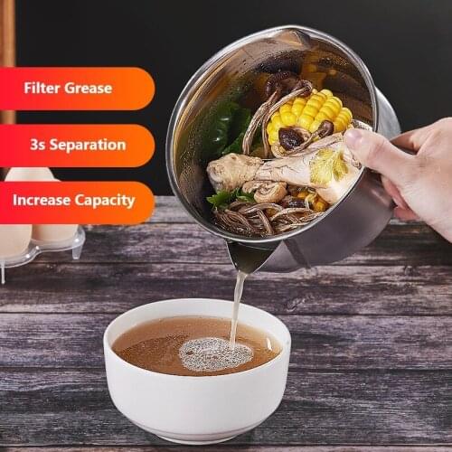 304 Stainless Steel Oil Filter Cup Grease Clear Soup Separator Confinement Oil Grease Soup Pot Soup Pot Household Dutch Ovens