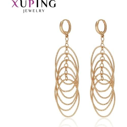 Xuping Fashion Jewelry Simple Gold Color Big Promotion Gifts Earrings for Ladies 97243