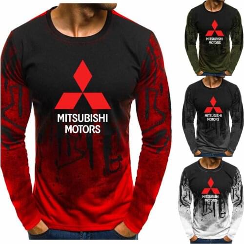 Gradient O neck pullover Sweatshirts Mitsubishi Motors Car Logo Printed Casual Cotton Men Hoodies Hip Hop Harajuku Men Clothing