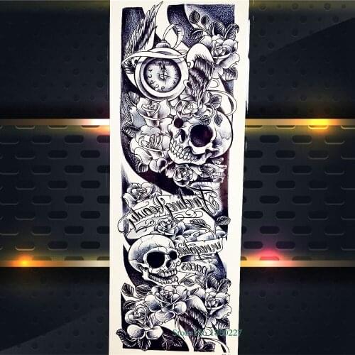 Old School Design Temporary Tattoo Full Flower Arm Sleeve Tattoo Stickers Pirate Fake Tattoo Paste Stickers For Women Men Girl