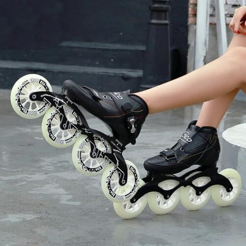 Speed skating shoes racing shoes adult men and women carbon fiber professional roller skates big wheel skating shoes children