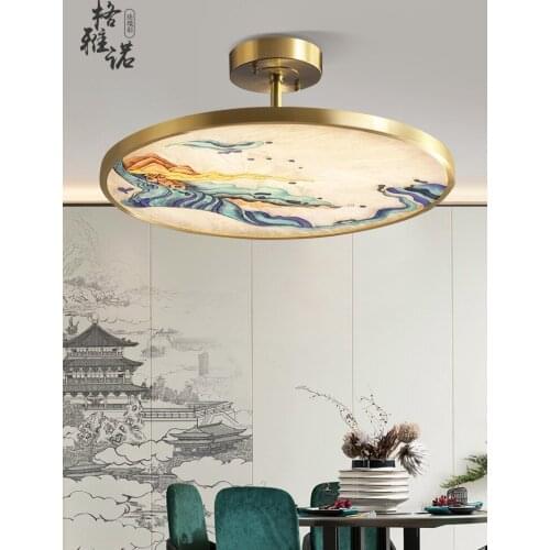 All copper glass ceiling lamp modern new Chinese bedroom living room dining room exhibition hall creative lamp